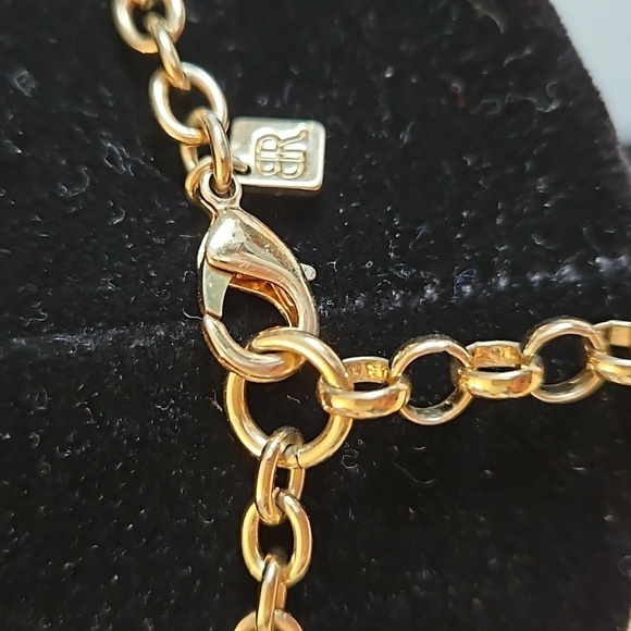 BANANA REPUBLIC Rhinestone & Yellow Stone on Goldtone Necklace - Picture 5 of 7